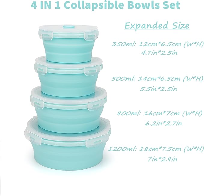 CARTINTS Silicone Collapsible Food Storage Containers-Prep/Storage Bowls - Image 2