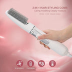 2-In-1 Electric Hair Dryer Styling Tool - Blow Dryer Brush with Teasing Comb, 3 Gear Adjustable Hair Straightener (US Plug)