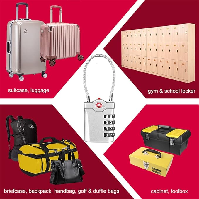 ZHEGE TSA Approved Lock, 4 Digit Cable Luggage Lock, Travel Lock - Image 7