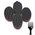 Set of 4 Big Holes Hair Brush Sponge Twist Wave Barber Tool For Dreads Afro Locs Twist Curl Black