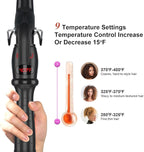 Hair Curling Wand, 0.5-1 Inch Tapered Ceramic Curling Iron, Hair Curler with 9 Temperature Settings & LCD Display for All Hair Types