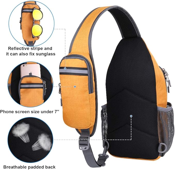 WATERFLY Crossbody Sling Backpack Sling Bag Travel Hiking Chest Bag Daypack - Image 3