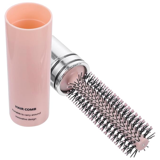 Luxshiny Portable Retractable Round Hairbrush with Nylon Bristles for Detangling and Scalp Massage Compact Travel Styling Tool for Curly and Straight Hair