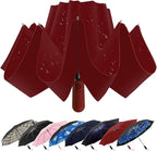 Compact Inverted Travel Umbrella, Automatic Open Close, 9-Rib 46 Inch Windproof by ZDSSM