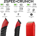 Supreme Trimmer 3-in-1 Barber Bundle | 2Spee Clipper, 2Spee Trimmer & Crunch Foil Shaver | Professional Beard Trimmer Men’s Hair Clipper Kit | Red