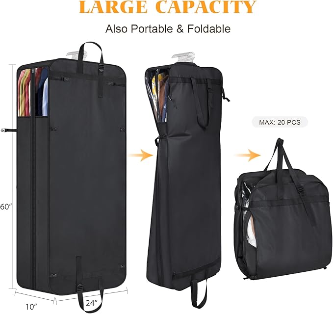 Univivi Hanging Garment Bag for Travel, Extra Capacity Hanging Clothes Bag for - Image 2