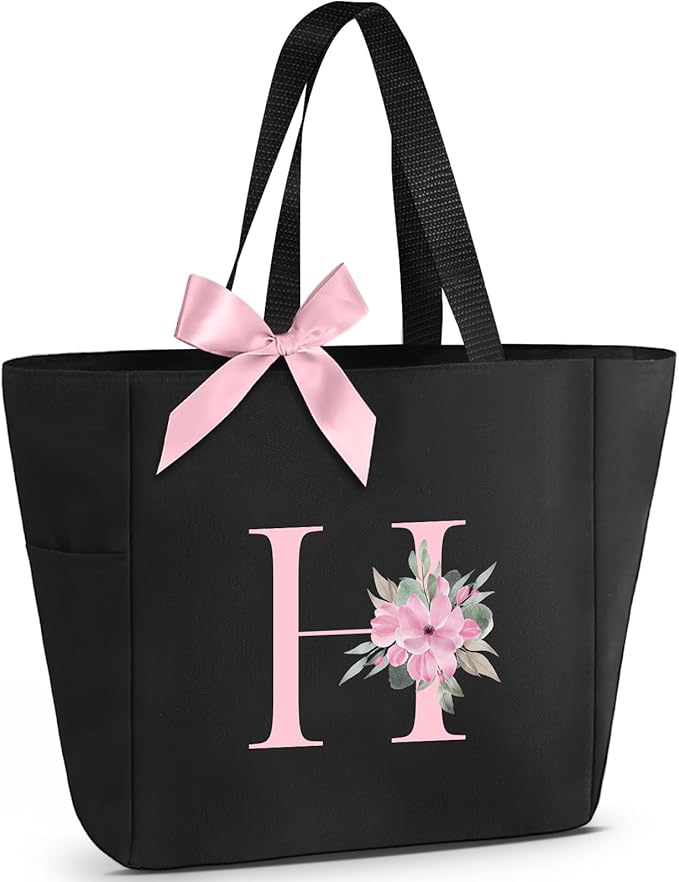 Vavabox Tote Bag, A-Z Initial Monogrammed Waterproof Tote Bag, Bridesmaid Gifts by Vavabox