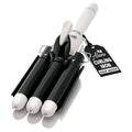 Alure Three Barrel Curling Iron Wand Hair Waver with LCD Temperature Display - 1 Inch Ceramic Tourmaline Triple Barrels, Dual Voltage Crimp (Black/White)