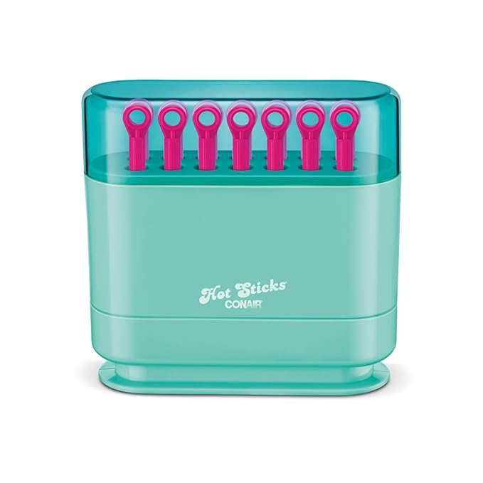 Conair Silicone Hot Rollers for Women, 14 Assorted Hot Sticks Hair Curlers with No Roller Clips Needed, 85-Second Heat-Up, For All Hair Lengths, Green