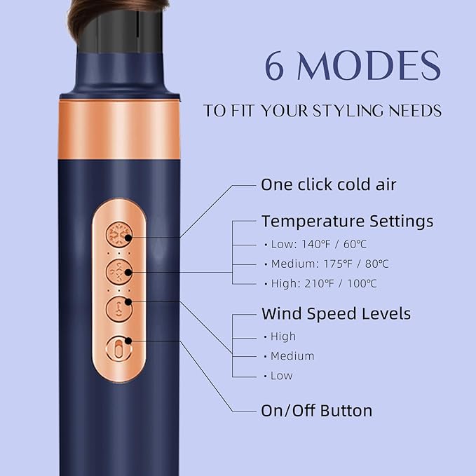 DORISILK 8 in 1 Hair Styler & Hair Dryer Brush Blow Dryer, 110,000 RPM High-Speed Hot Brush Styler and Auto Wrap Curlers, Ionic Frizz-Free for Smoothing Straightening Curling Volumizing Drying, Blue