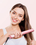 Wavytalk Salon Flat Iron Hair Straightener, Negative Ion Function with Titanium Plates Get Shinier & Smoother Hair, 15 Adjustable Temp, Dual Voltage & 60 Mins Auto Shut Off (Rose Gold)