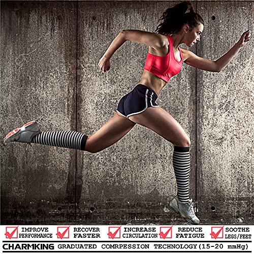 Compression Socks for Women & Men Circulation (Large-X-Large / 16 Black/Stripe-black/White)