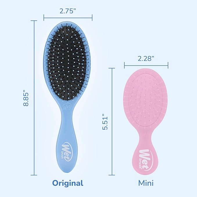 Wet Brush Detangling Brush, Original Detangler Brush (Sky) - Wet & Dry Tangle-Free Hair Brush for Women & Men - No Tangle Soft & Flexible Bristles for Straight, Curly, & Thick Hair