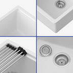 Dcolora 28 Inch White Undermount Kitchen Sink Workstation Single Bowl Modern - Image 7