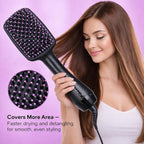 2-in-1 Hair Dryer Brush & Straightener Brush, Ionic Blow Dryer Brush for Women, Hot Air Brush with Paddle Design, Negative Ion Hair Styler for Smooth, Shiny, Frizz-Free Hair, Lightweight & Fast Drying