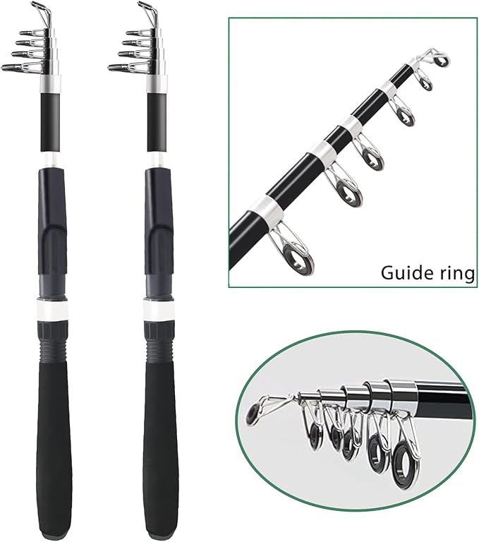 Fishing Pole Combo Set, 2.1m/6.89ft 2PCS Collapsible Rods 2PCS Spinning Reels - Image 3