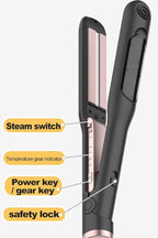 Steam Flat Iron and Culur - 1.25 Inch Hair Straightener for All Hair Types, Adjustable Temp 284°F-410°F, Fast Heat Up in 30 Sec (Black)