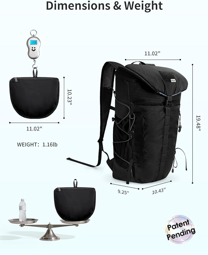 Blue Quartz Hiking Backpack 30L Lightweight Packable Backpack - Image 7