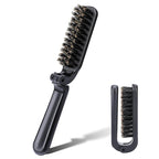 Mozeat Lens Folding Boar Bristles Brush, Collapsable Pocket Hair Brush with Natural Bristles, Anti-Static Range Hair Brush, Mini Beard Brush, Portable Hair Styling Tool for Women and Men