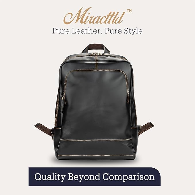 Leather Backpack for Men 15.6" Laptop Backpack 100% Madagascar top-Grain - Image 7