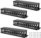 QWORK 4 Pack 2U Horizontal Rack Mount Cable Management Organizer, 19x3.5x3.4 by QWORK