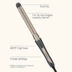 INFINITIPRO BY CONAIR Tourmaline Ceramic Long Barrel 1-Inch XL Curling Iron, 1-Inch Extra Long Barrel Produces Classic Curls, Hair Curler for Use on All Hair, Dark Grey