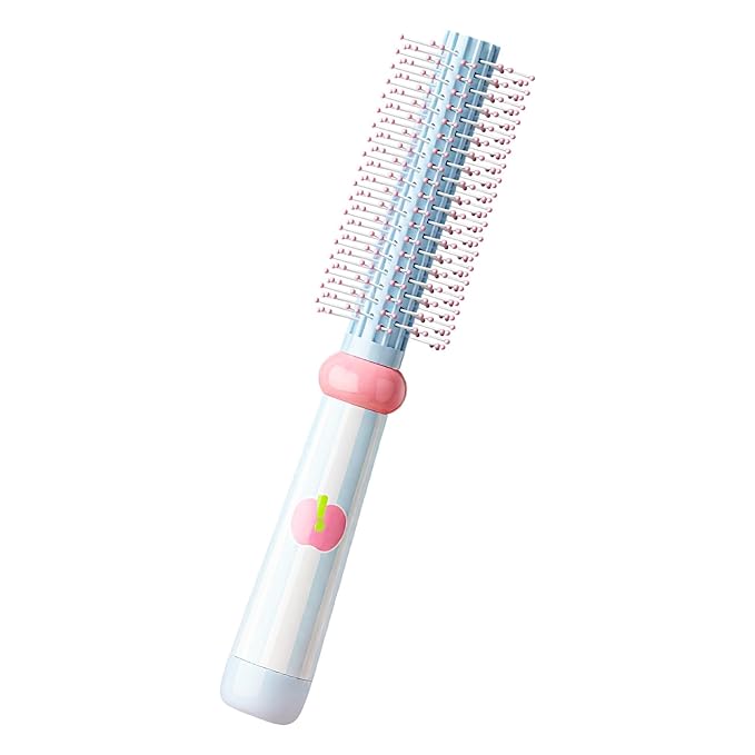 Round Hair Brush, Detangling Fluffy Scalp Brush with Ergonomic Big Handle, Plastic Lightweight Macron Styling Color Comb for Faster Blow Drying and Volume for Long,Thick, Curly Hair Women/Girls/Kids