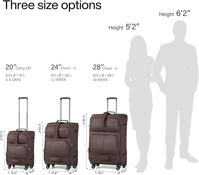 Hanke 20 Inch Softside Expandable Carry On Luggage - Image 3