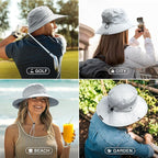 Safari Hat for Men Sun Hats for Women UV Protection UPF 50+ Fishing (Light Grey & Beige Standard 2 Pack / Safari)