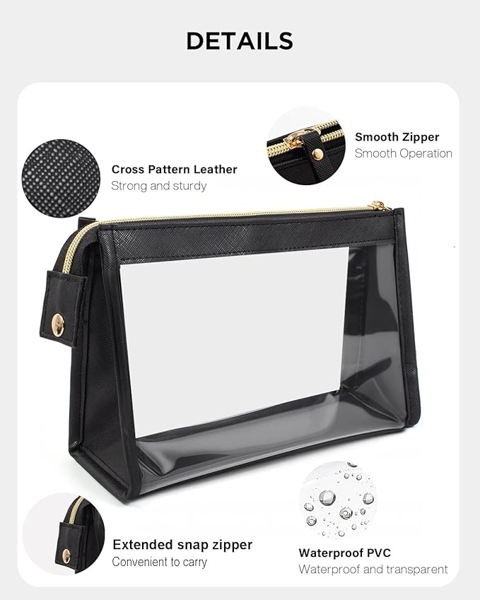 Small Clear Makeup Bag, Waterproof Clear Travel Toiletry Bag Case Cosmetic Bag - Image 4