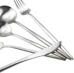 Matte Silver Silverware Set, Gugrida 5-Piece 18/10 Stainless Steel Satin Finish - Image 3