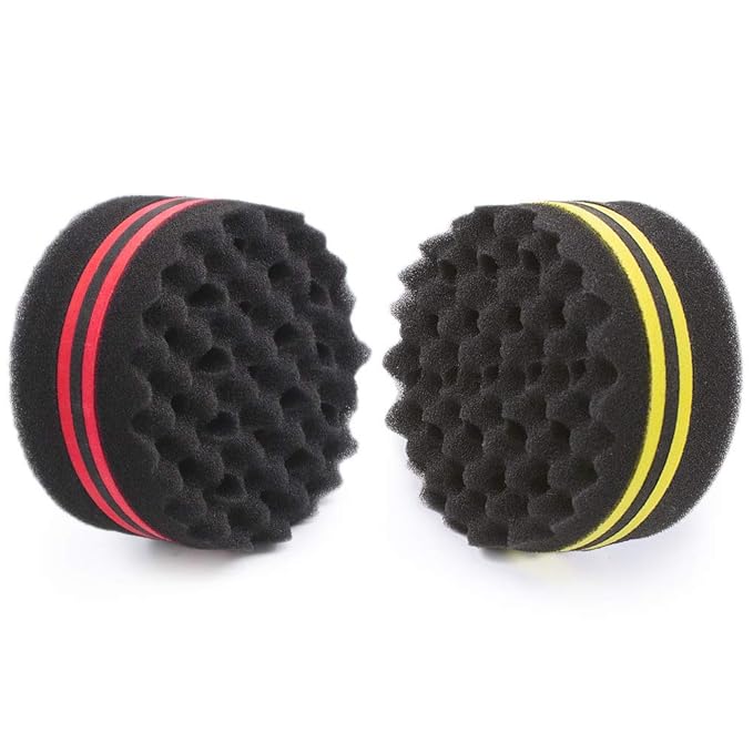 Small and Big Hole Hair Sponge for Twist Dreads Locking Afro Curl Brush Barber 2 PCS