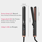 Hahahope Hair Straightener and Curler 2-in-1, 360° Airflow Styler Curling Iron, 1.25 Inch Curling Wand, 20 Million Negative Ion Hair Care, 5 Temps & Auto Off, Dual Voltage (Black)