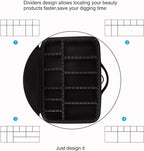Relavel Makeup Bag Travel Makeup Train Case 13.8 inches Large Cosmetic Case Professional Portable Makeup Brush Holder Organizer and Storage with Adjustable Dividers and Shoulder Strap Black
