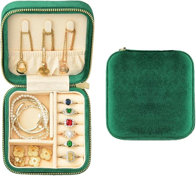 TAIMY Plush Velvet Travel Jewelry Box, Small Travel Jewelry Case, Portable Mini by TAIMY