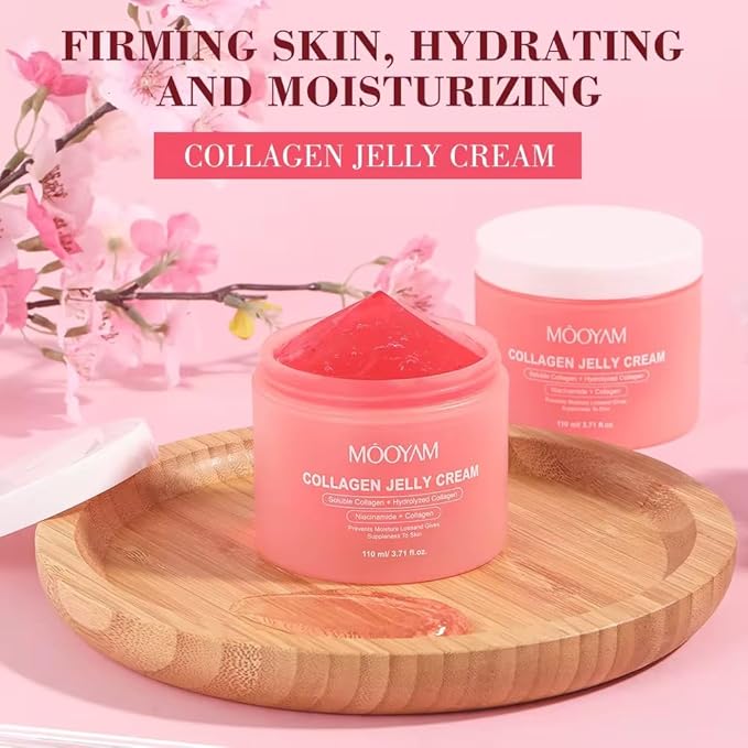 Collagen Jelly Cream - Korean Anti-Aging Face Moisturizer with Niacinamide & Hyaluronic Acid, Hydrolyzed Collagen for Wrinkles & Hydration, 3.71 fl.oz