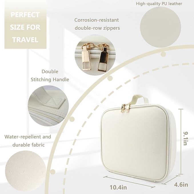 Travel Makeup Bag with LED Lighted Mirror, Travel Makeup Organizer, 3 Color - Image 3