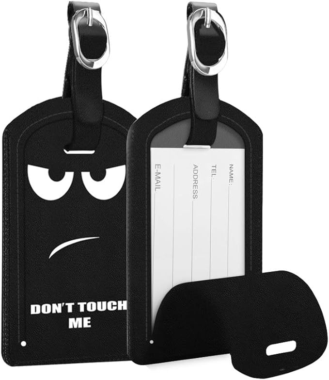FINTIE 2 Pack Luggage Tags, Leather Name ID Labels by Fintie
