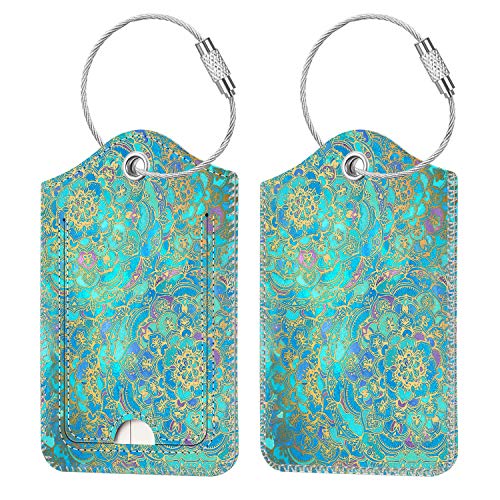 Luggage Tags Privacy Cover ID Label for Travel Bag Suitcase (Glass Blue)