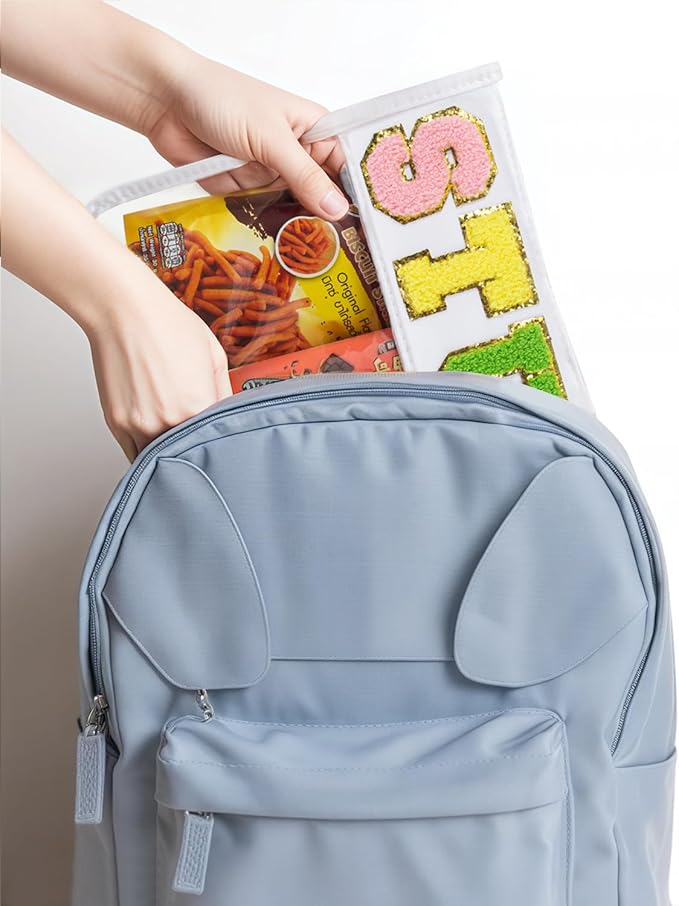 2 Pcs Snack Pouch Chenille Letter Clear Zipper Snack Bag, Nylon Snack Pouch - Image 6