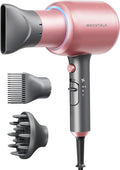 Wavytalk Hair Dryer, Blown Away Ionic Hair Dryer for Curly Hair with Diffuser, 1875W Fast Drying Blow Dryer with Ceramic Technology, 3 Attachments for All Hair Types, Light and Quiet, Rose Gold