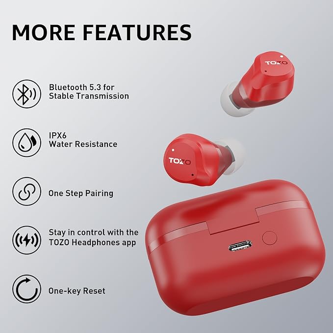 TOZO NC9 Hybrid Active Noise Cancelling Wireless Earbuds, 6 Mics ENC Clear Call - Image 9