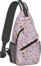 SUPLUCHOM Sling Bag Mushrooms Vintage Botanical Hiking Daypack Crossbody by SUPLUCHOM