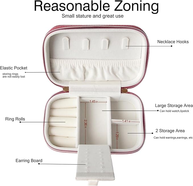 Small Jewelry Travel Case For Womens Small Rectangle PU Leather Jewelry Box - Image 2