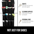 GORILLA GRIP Over the Door Shoe Organizer, 24 Large Breathable Mesh Pockets - Image 7