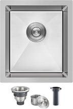 15 inch Undermount Bar Sink, Stainless Steel Handmade Single Bowl Kitchen Sink by DROPINKITCHENSINK