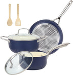 Pots and Pans Set, 7 Piece Nonstick Ceramic Cookware Set, Kitchen Induction by MMELENTA