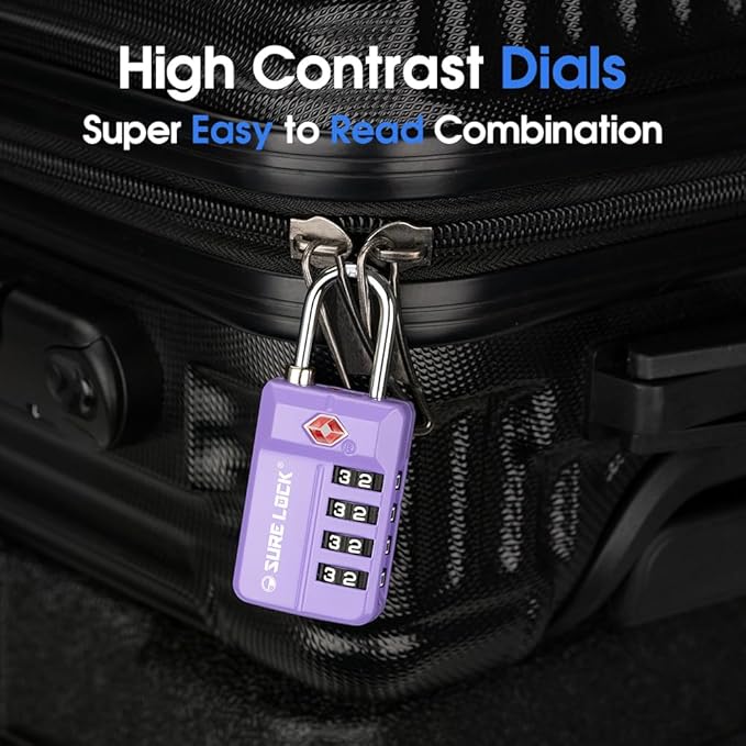SURE LOCK TSA-Approved 4-Digit Resettable Combination Luggage Lock - Image 7