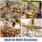 2 Pack Rectangle Spandex 8FT Elastic Fitted Thanksgiving Tablecloth (Rust & Black / 96" x 30" (Rectangular))