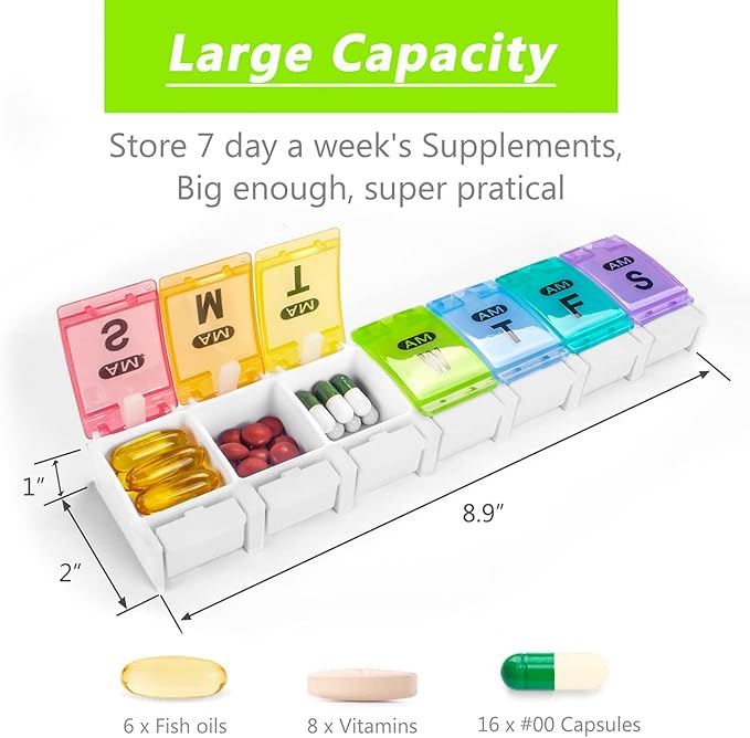 Extra Large Weekly Pill Organizer 2 Times a Day - Image 2